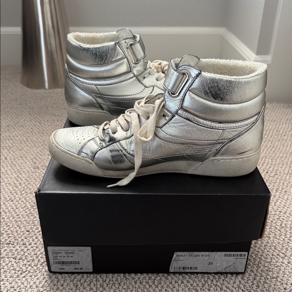 Saint Laurent Silver High-Top Sneakers